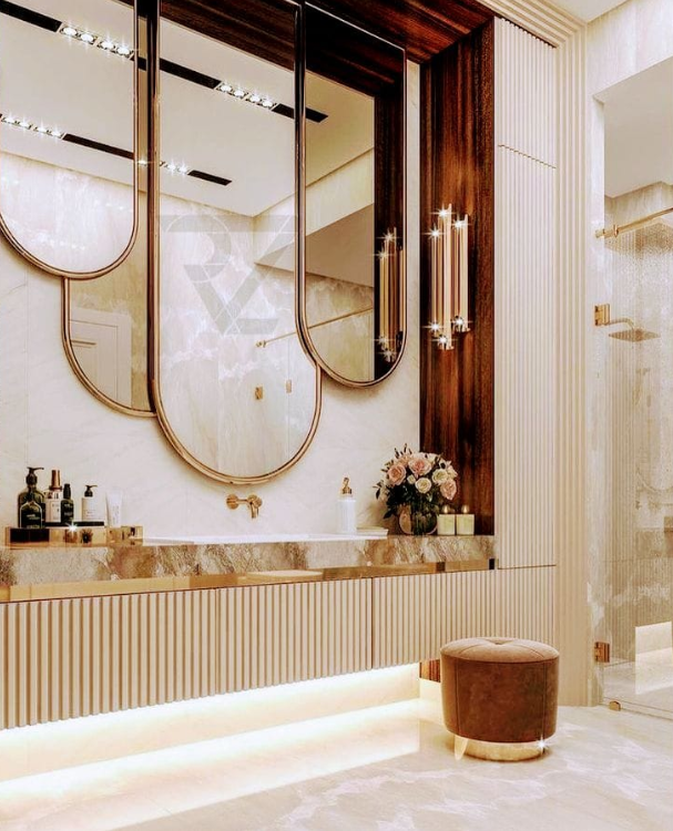 Gold Finish Stainless Steel Mirror Frame | Luxury Custom Shapes & Sizes