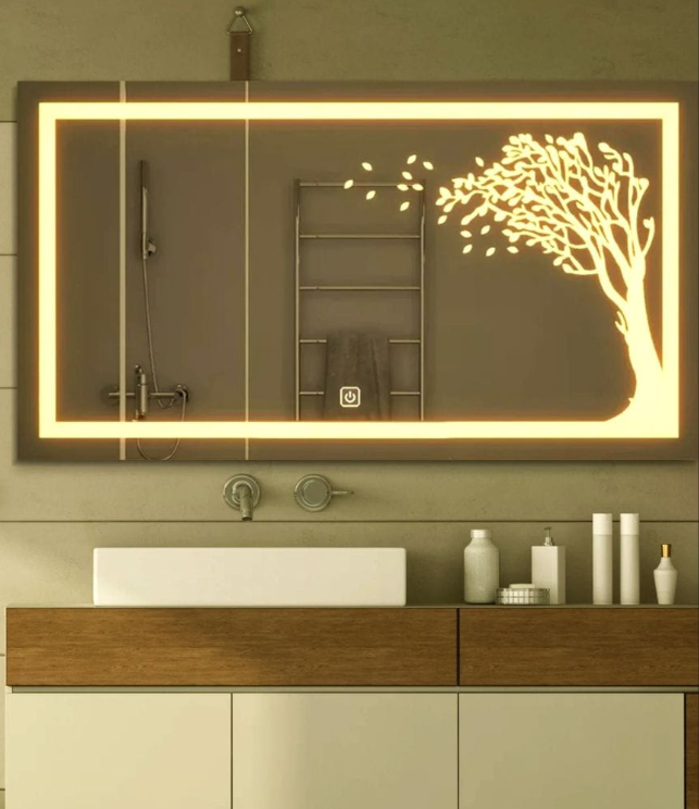 Elite Horizontal LED Vanity Mirrors: Greek Key & Ethereal Glow Collections