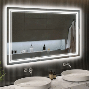 Luminous Meander & Ethereal Aura: Bespoke Horizontal LED Vanity Mirrors