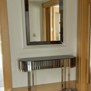 Luxury Mirrored Console Table with Beveled Wall Mirror